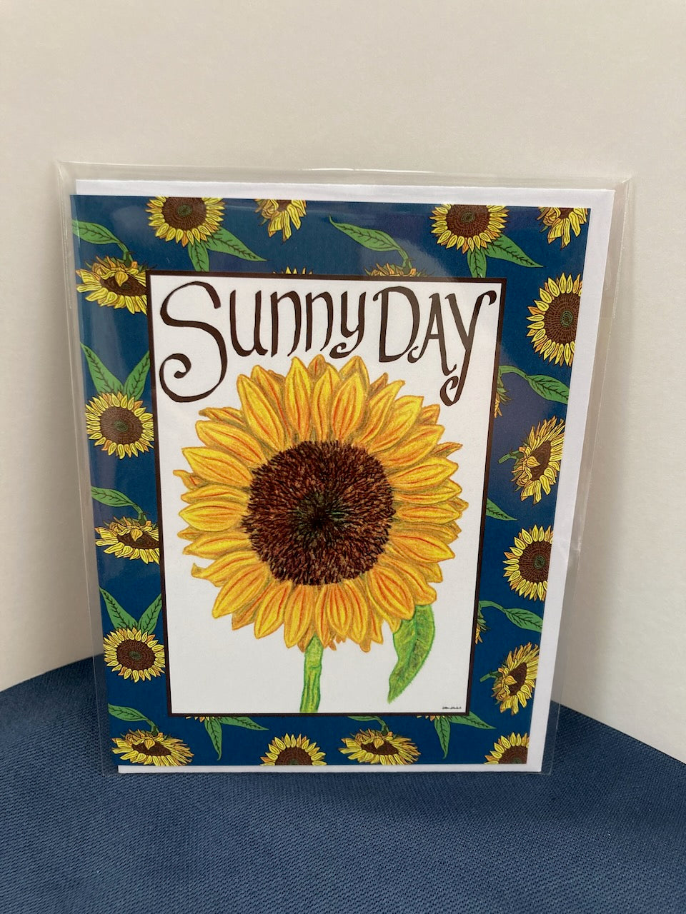 Single "Sunny Day" Greeting Cards with Peel-and-stick Envelopes (A2 size; 5 color choices)