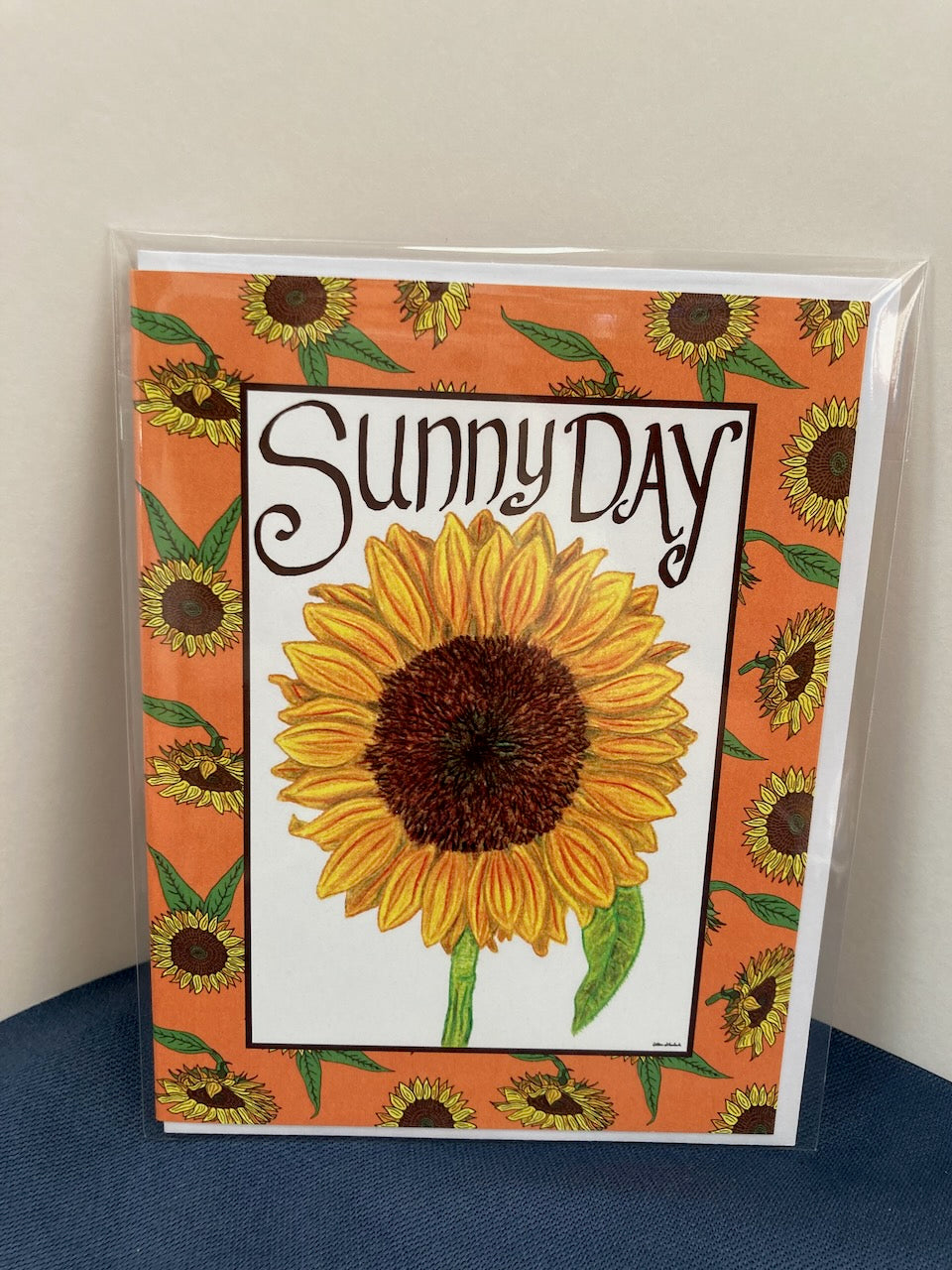 Single "Sunny Day" Greeting Cards with Peel-and-stick Envelopes (A2 size; 5 color choices)