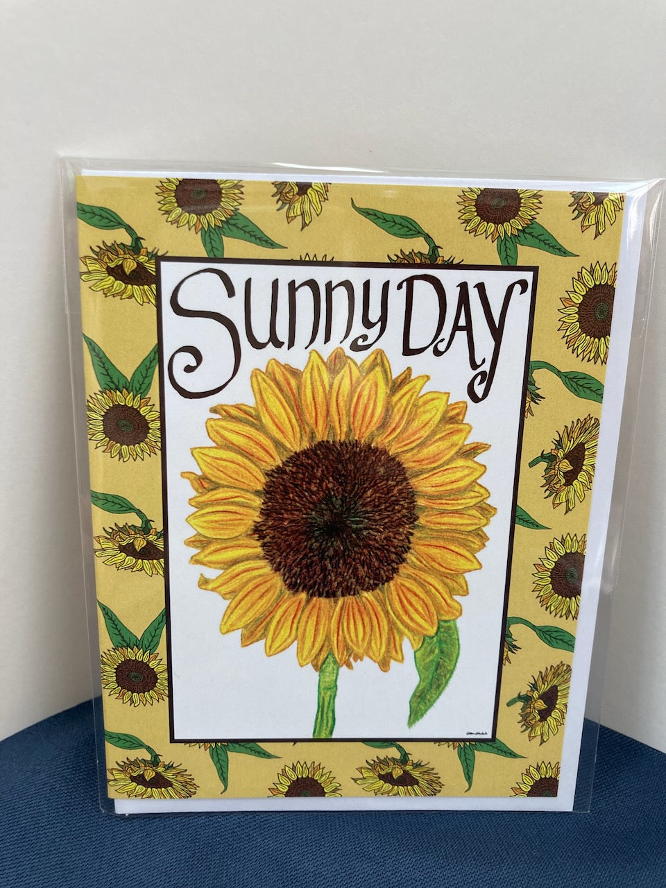 Single "Sunny Day" Greeting Cards with Peel-and-stick Envelopes (A2 size; 5 color choices)