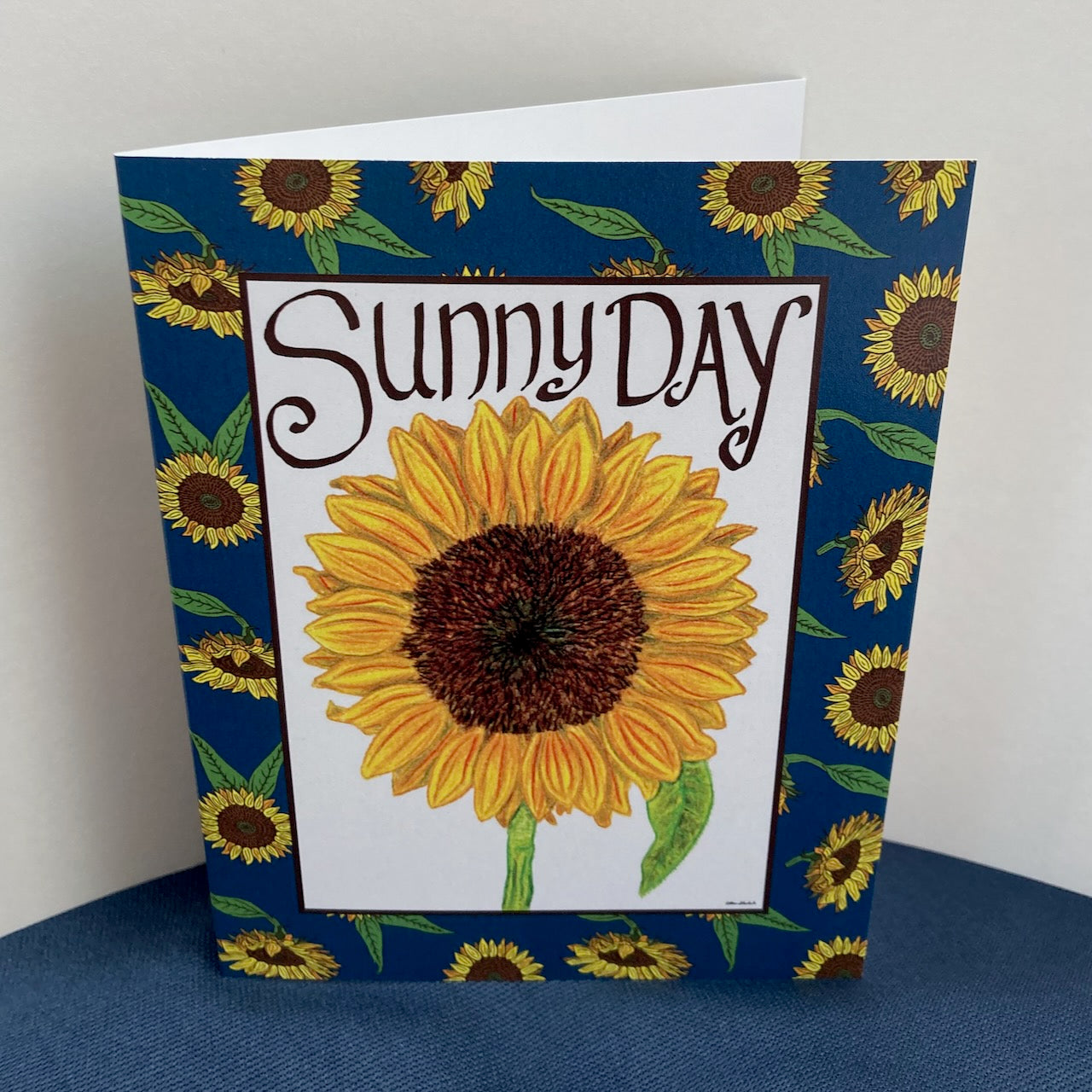 Single "Sunny Day" Greeting Cards with Peel-and-stick Envelopes (A2 size; 5 color choices)