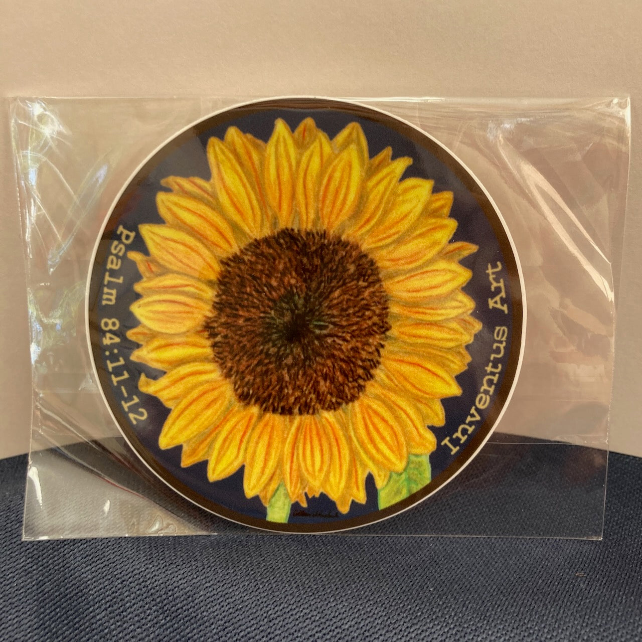 Sunflower Psalm 84 Inventus Art Vinyl Sticker (3″ × 3″)