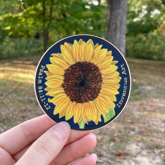 Sunflower Psalm 84 Inventus Art Vinyl Sticker (3″ × 3″)