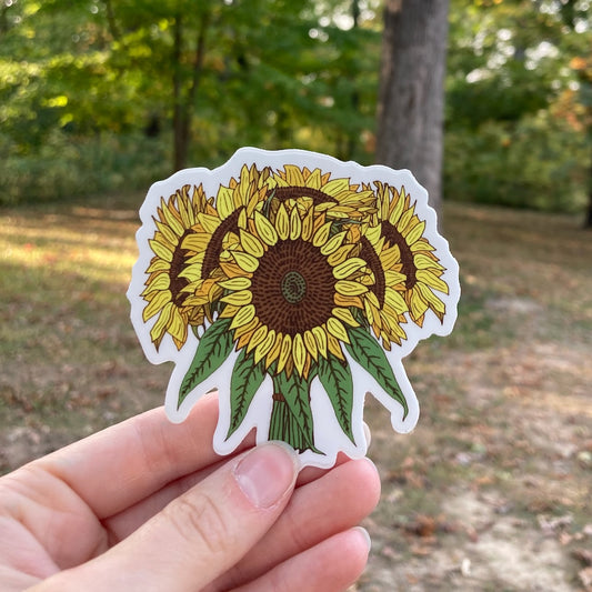 Sunflower Bouquet Vinyl Sticker (3″ × 2.93″)