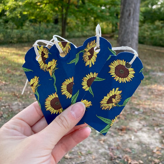 Single set of 4 Sunflower Gift Tags (4-pack, 10 color choices)