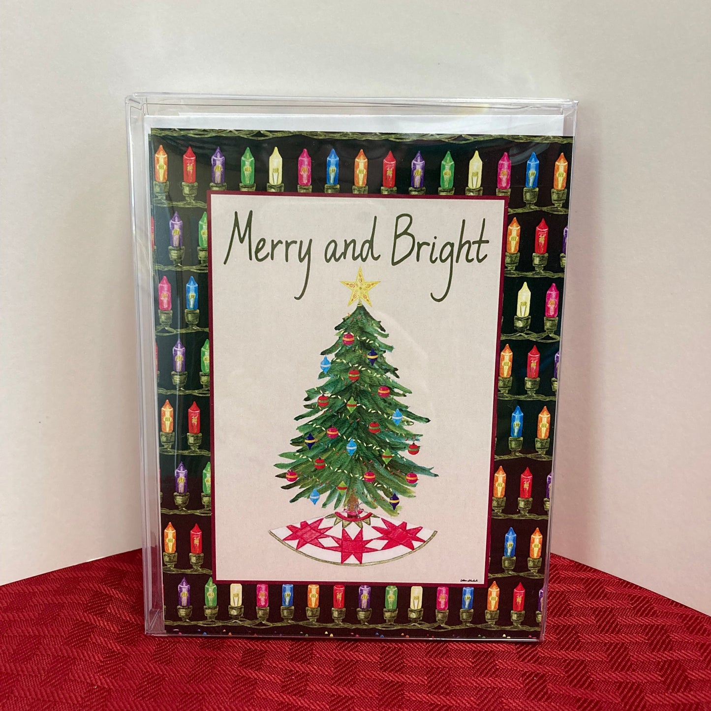 Box of 10 "Merry and Bright" Christmas Greeting Cards (A2)