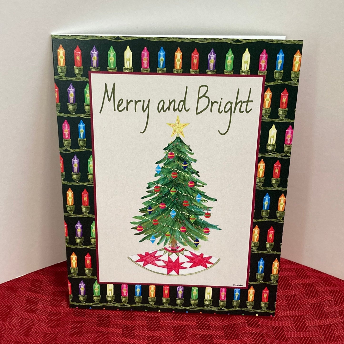 Box of 10 "Merry and Bright" Christmas Greeting Cards (A2)