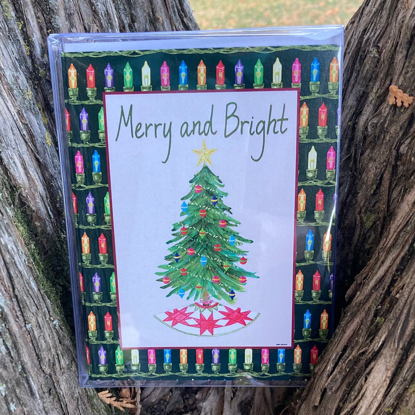 Box of 10 "Merry and Bright" Christmas Greeting Cards (A2)