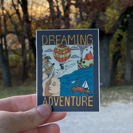 Dark-Blue Dreaming Adventure Vinyl Sticker (2.32″ × 3″)