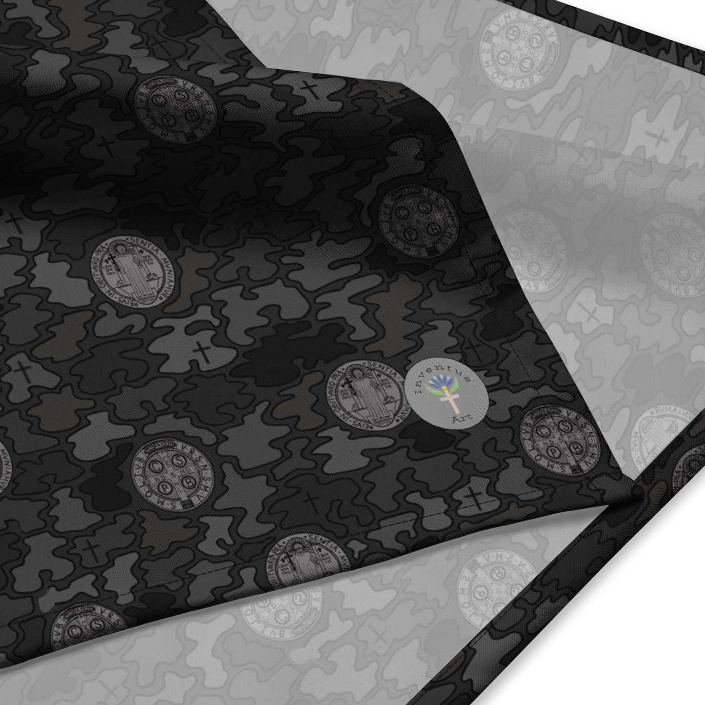 Black "Catholicamouflage" Polyester Bandana (3 sizes)