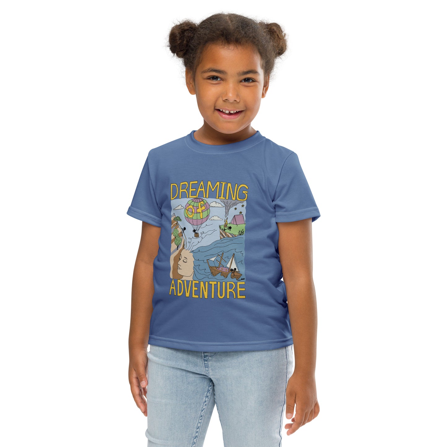 Kids Lavender-Blue "Dreaming Adventure" Short-sleeved T-shirt (Size 2-7)