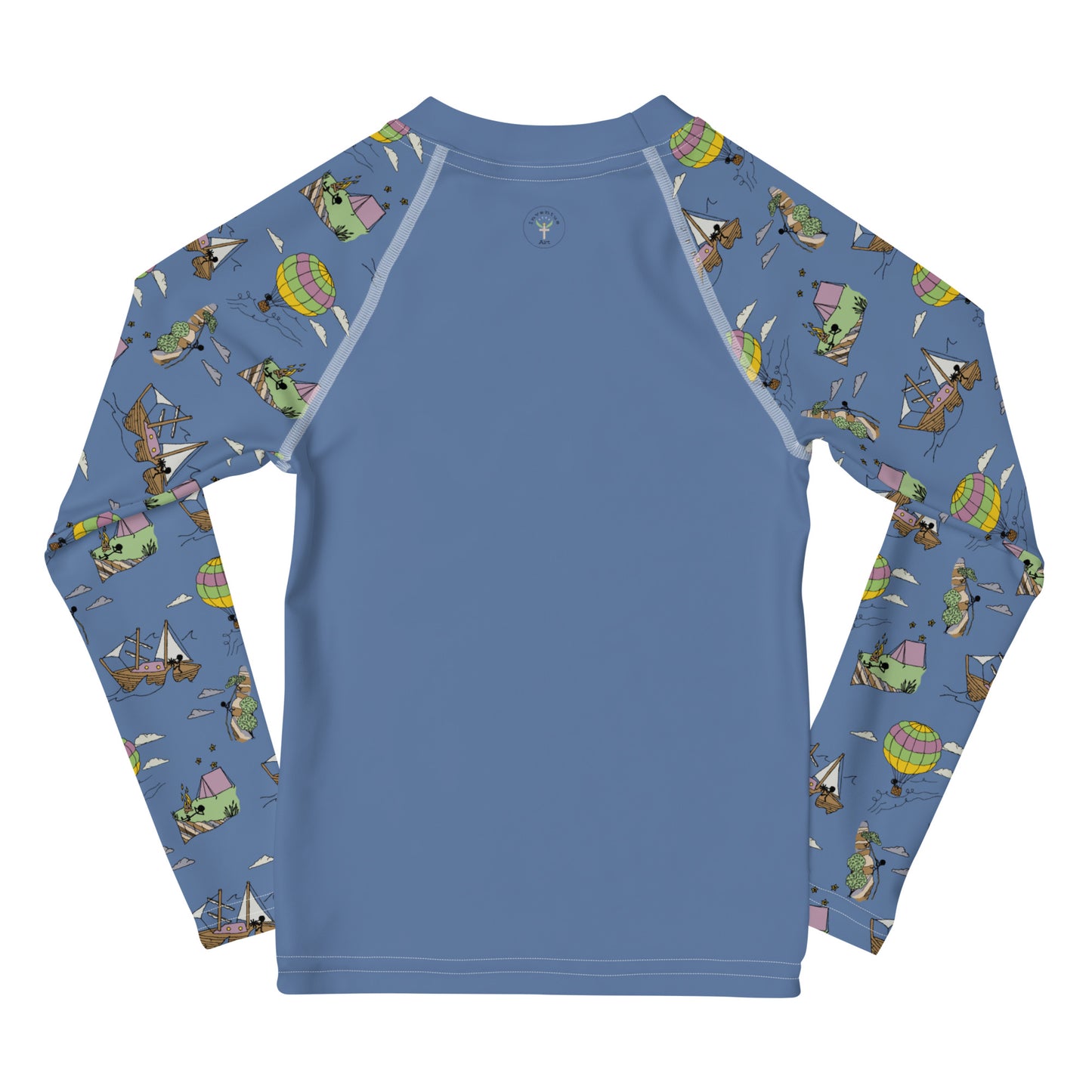 Kids Lavender-Blue "Dreaming Adventure" Long-Sleeved Rashguard Shirt (Size 2-7)