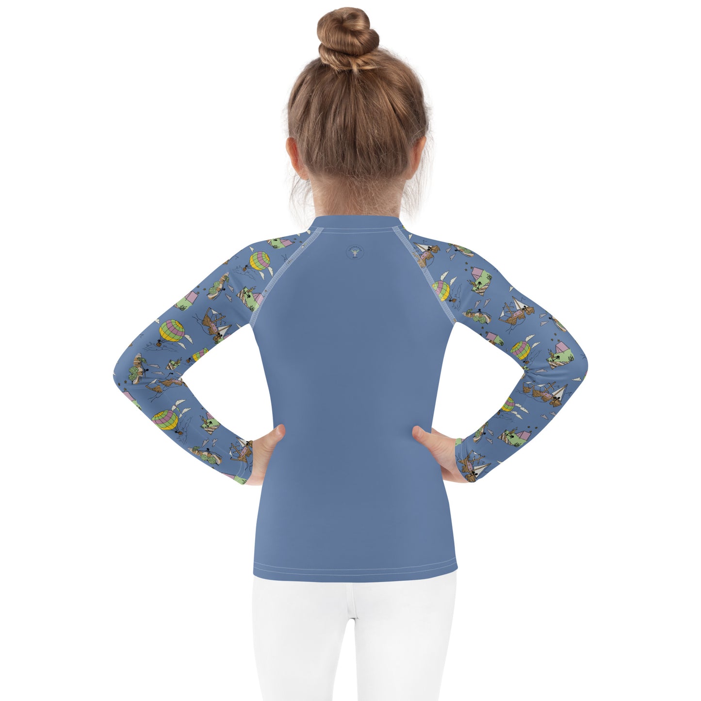 Kids Lavender-Blue "Dreaming Adventure" Long-Sleeved Rashguard Shirt (Size 2-7)