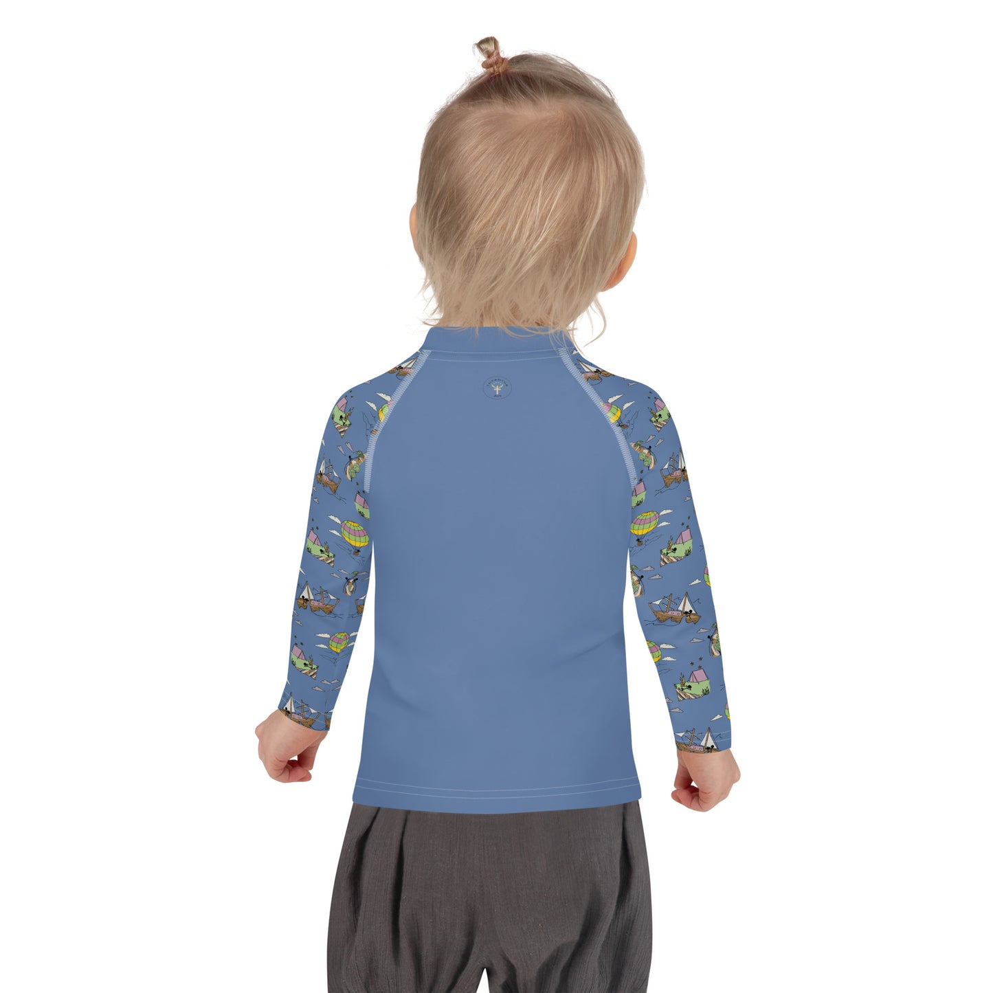 Kids Lavender-Blue "Dreaming Adventure" Long-Sleeved Rashguard Shirt (Size 2-7)