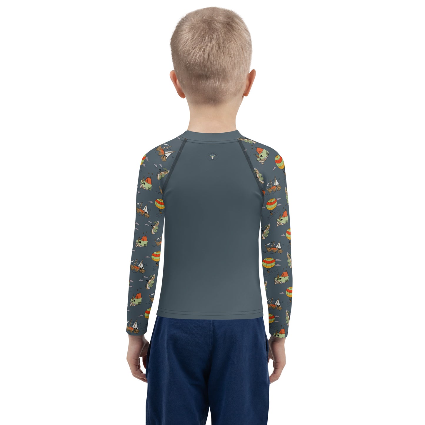 Kids Dark-Blue "Dreaming Adventure" Long-Sleeved Rashguard Shirt (Size 2-7)