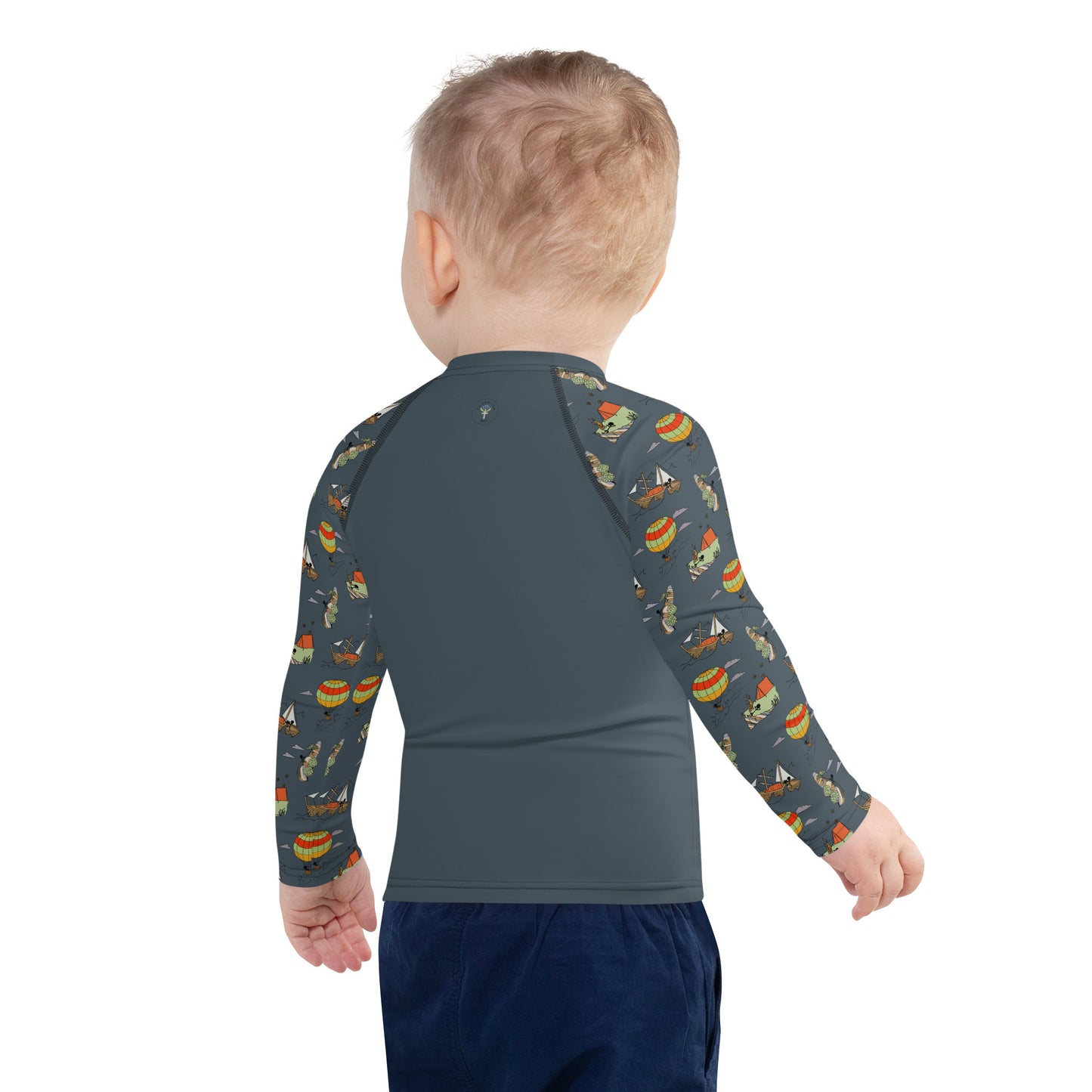 Kids Dark-Blue "Dreaming Adventure" Long-Sleeved Rashguard Shirt (Size 2-7)