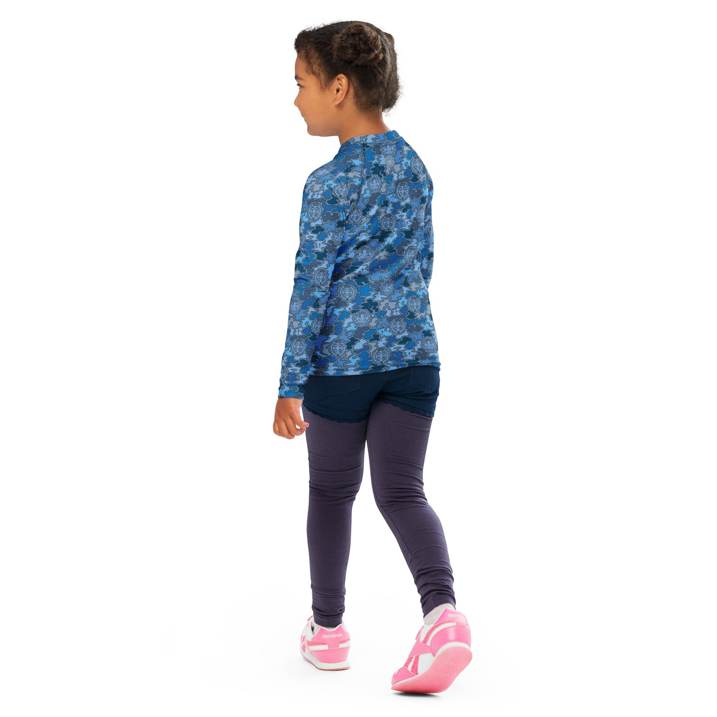 Blue "Catholicamouflage" Kids Long-sleeved Rash Guard (Size 2-7)