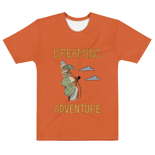 Men's Orange Climbing "Dreaming Adventure" Crew-Neck T-shirt (Size XS-2XL)