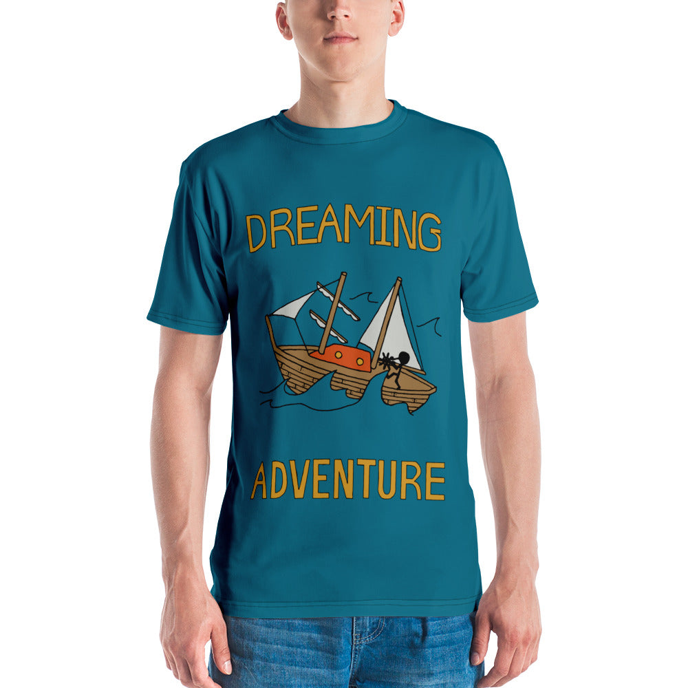 Men's Blue Sailing "Dreaming Adventure" Crew-Neck T-shirt (Size XS-2XL)