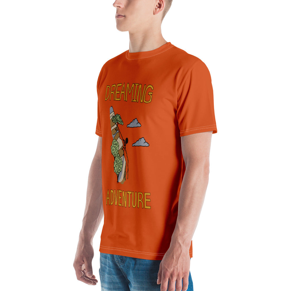 Men's Orange Climbing "Dreaming Adventure" Crew-Neck T-shirt (Size XS-2XL)