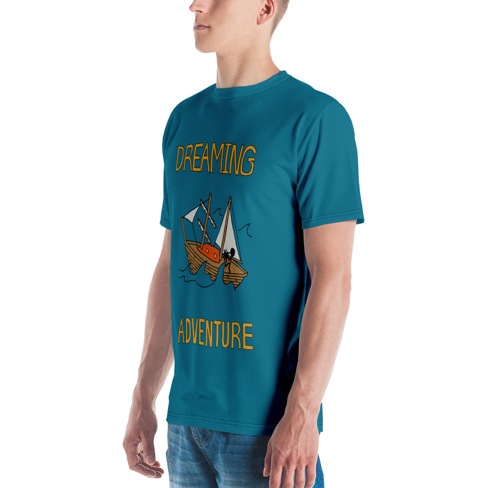 Men's Blue Sailing "Dreaming Adventure" Crew-Neck T-shirt (Size XS-2XL)