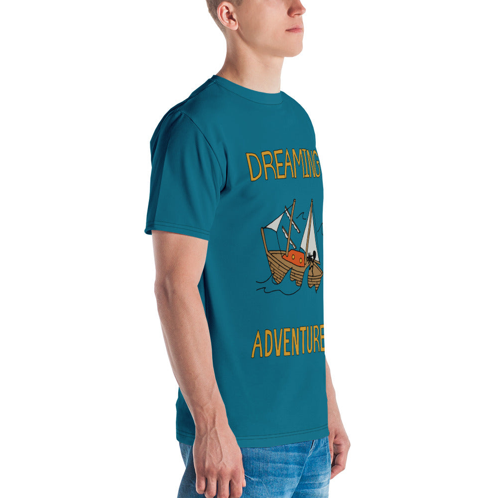 Men's Blue Sailing "Dreaming Adventure" Crew-Neck T-shirt (Size XS-2XL)