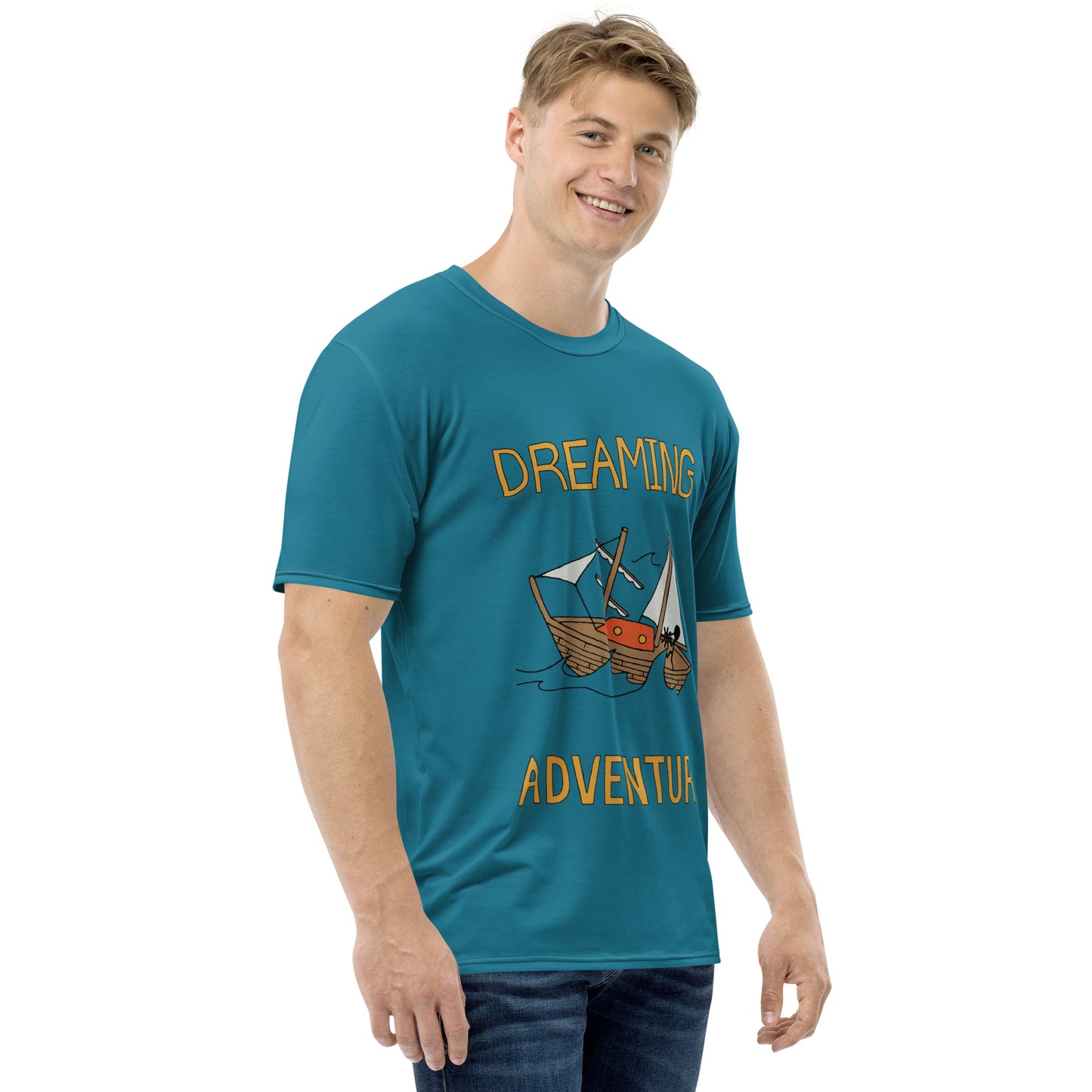 Men's Blue Sailing "Dreaming Adventure" Crew-Neck T-shirt (Size XS-2XL)