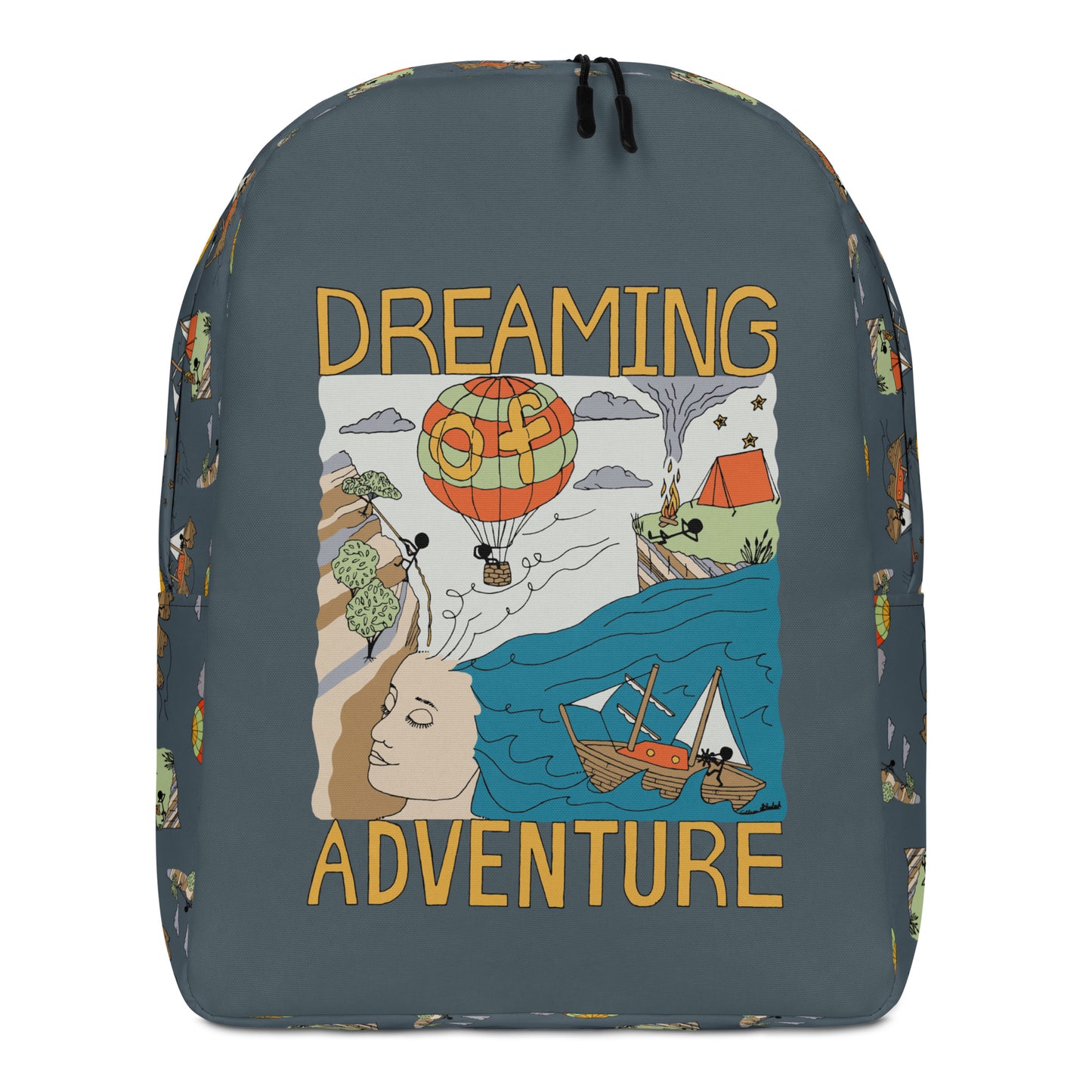 Dark-Blue "Dreaming Adventure" Minimalist Backpack