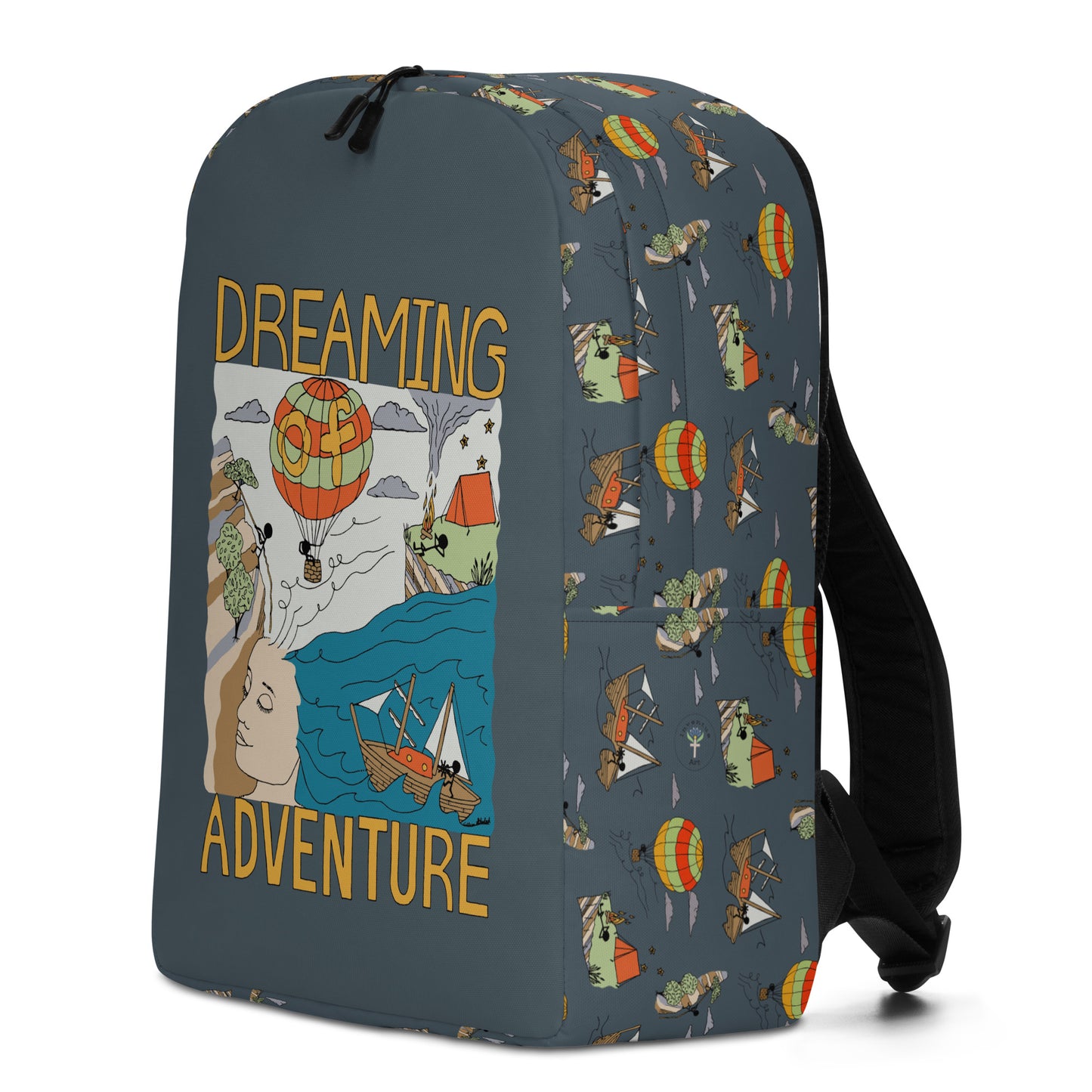 Dark-Blue "Dreaming Adventure" Minimalist Backpack