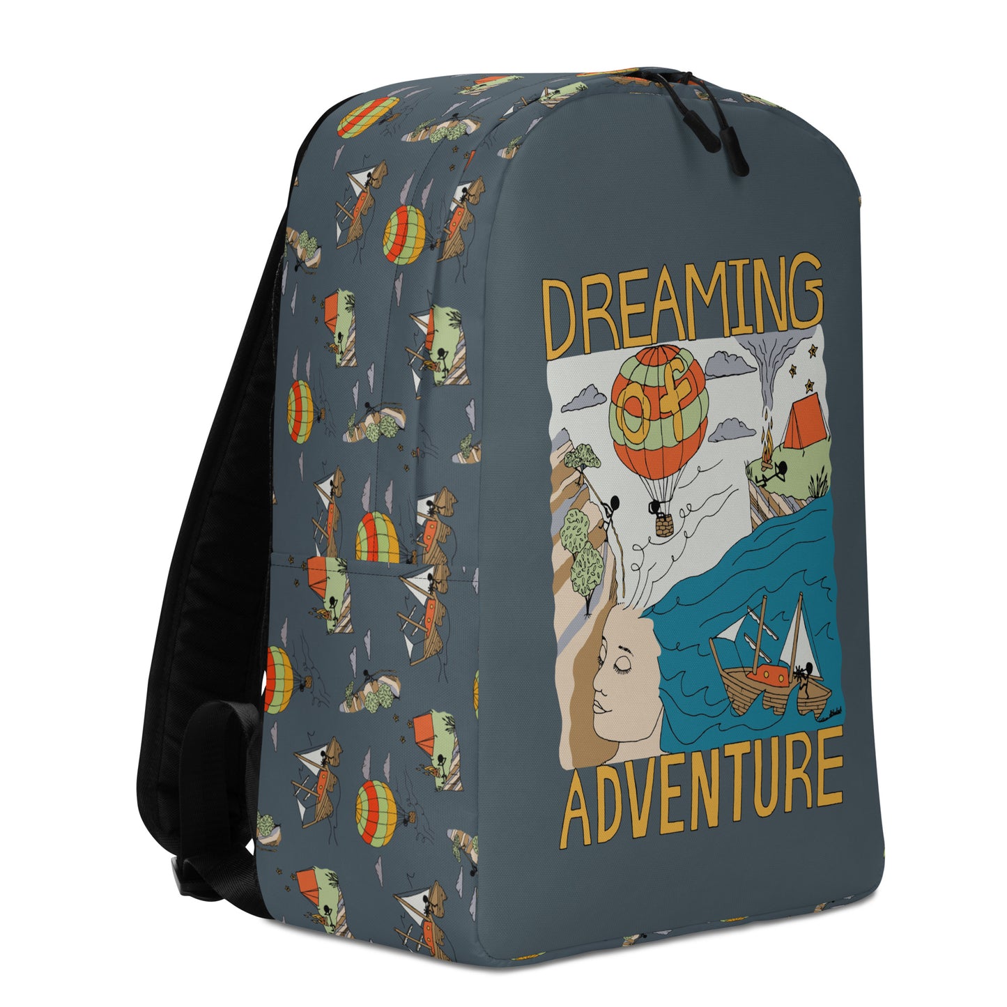 Dark-Blue "Dreaming Adventure" Minimalist Backpack