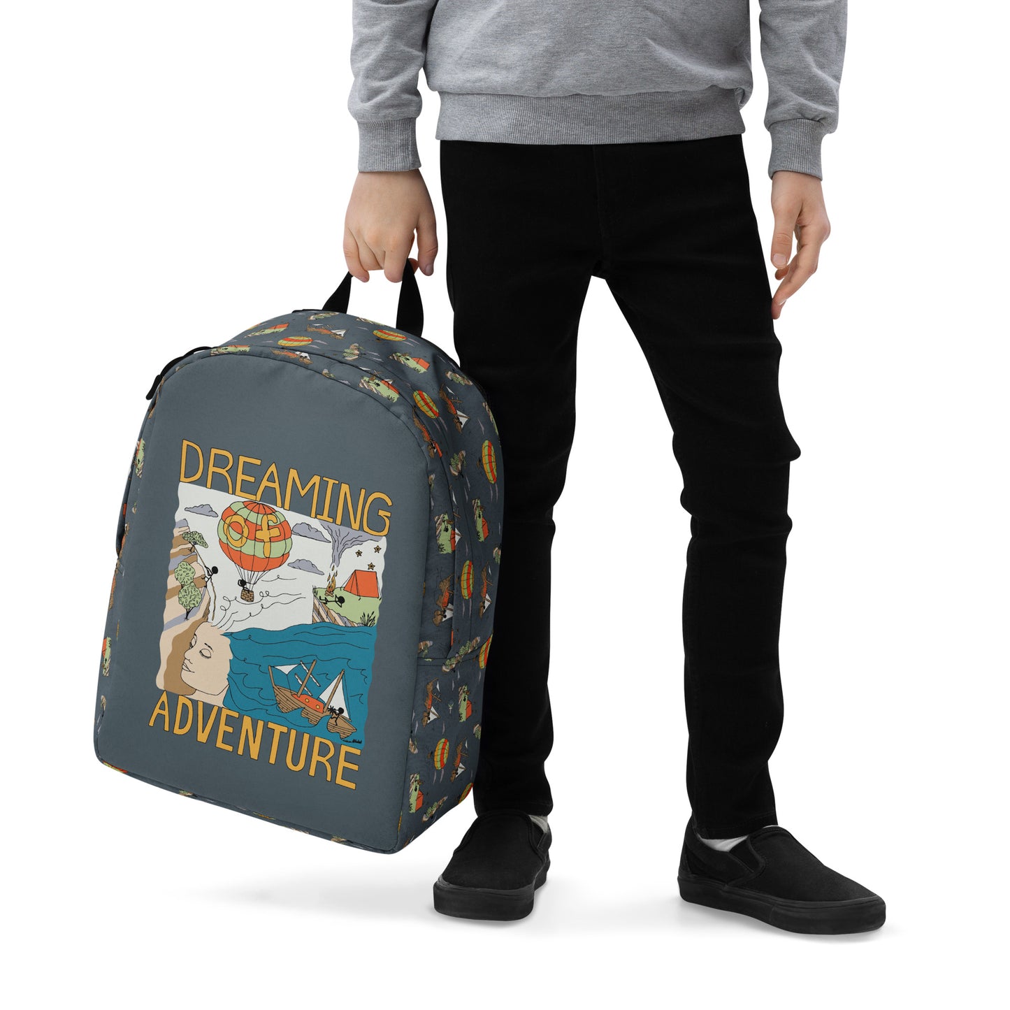 Dark-Blue "Dreaming Adventure" Minimalist Backpack