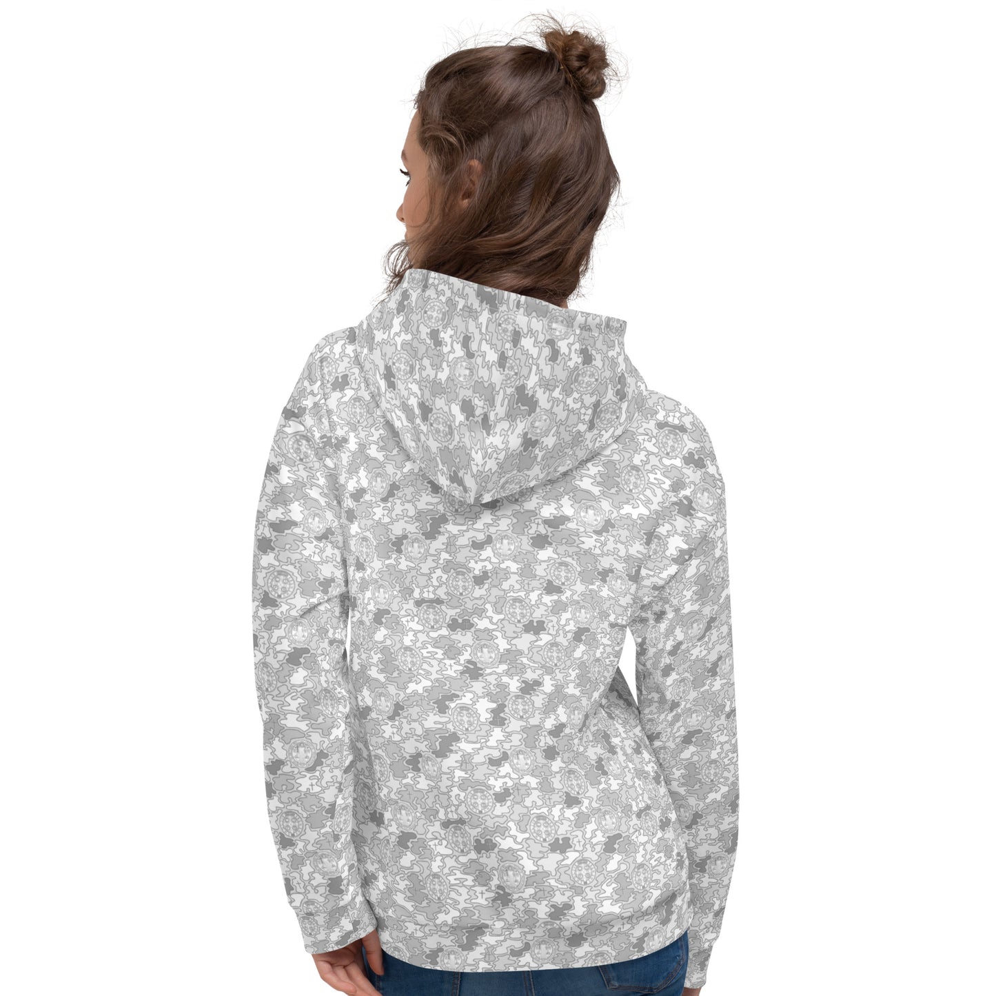 White-Gray "Catholicamouflage" Unisex Pull-over Hoodie (Size XS-6XL)