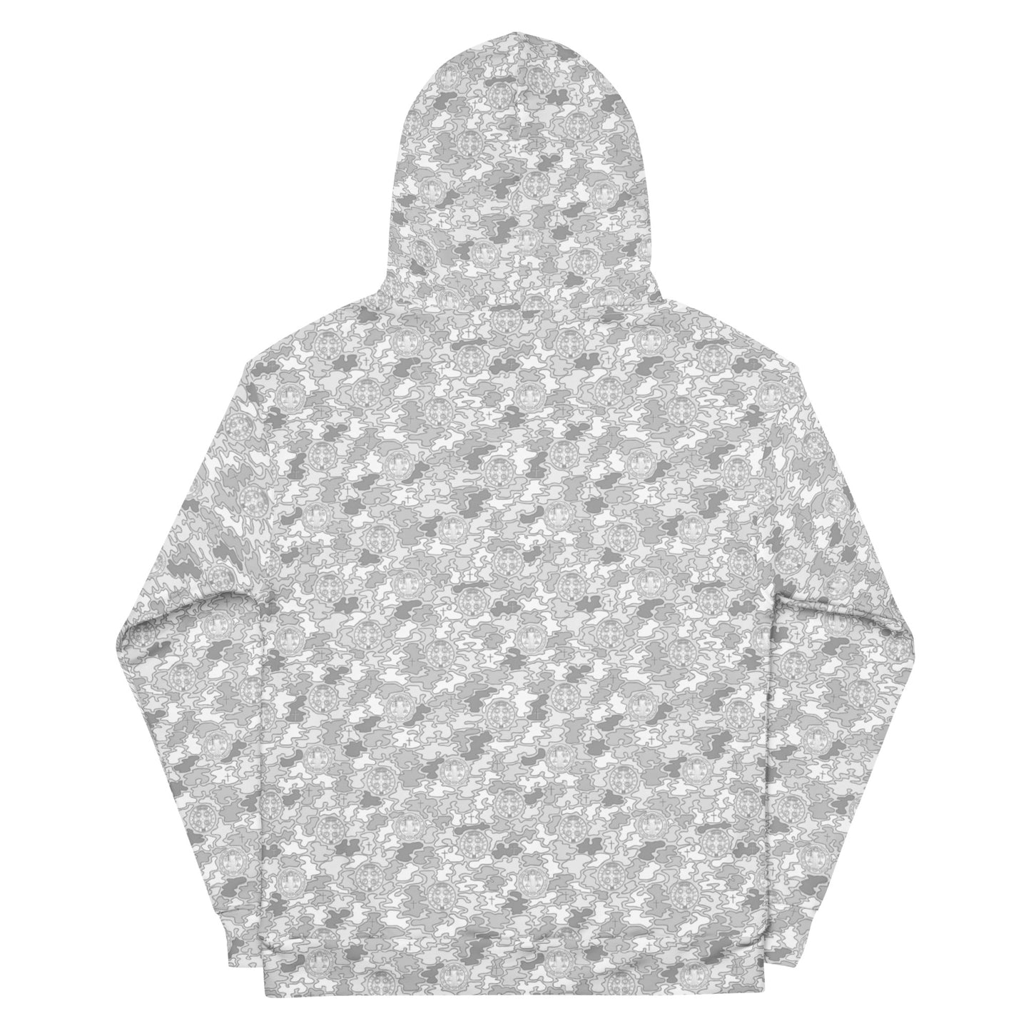 White-Gray "Catholicamouflage" Unisex Pull-over Hoodie (Size XS-6XL)