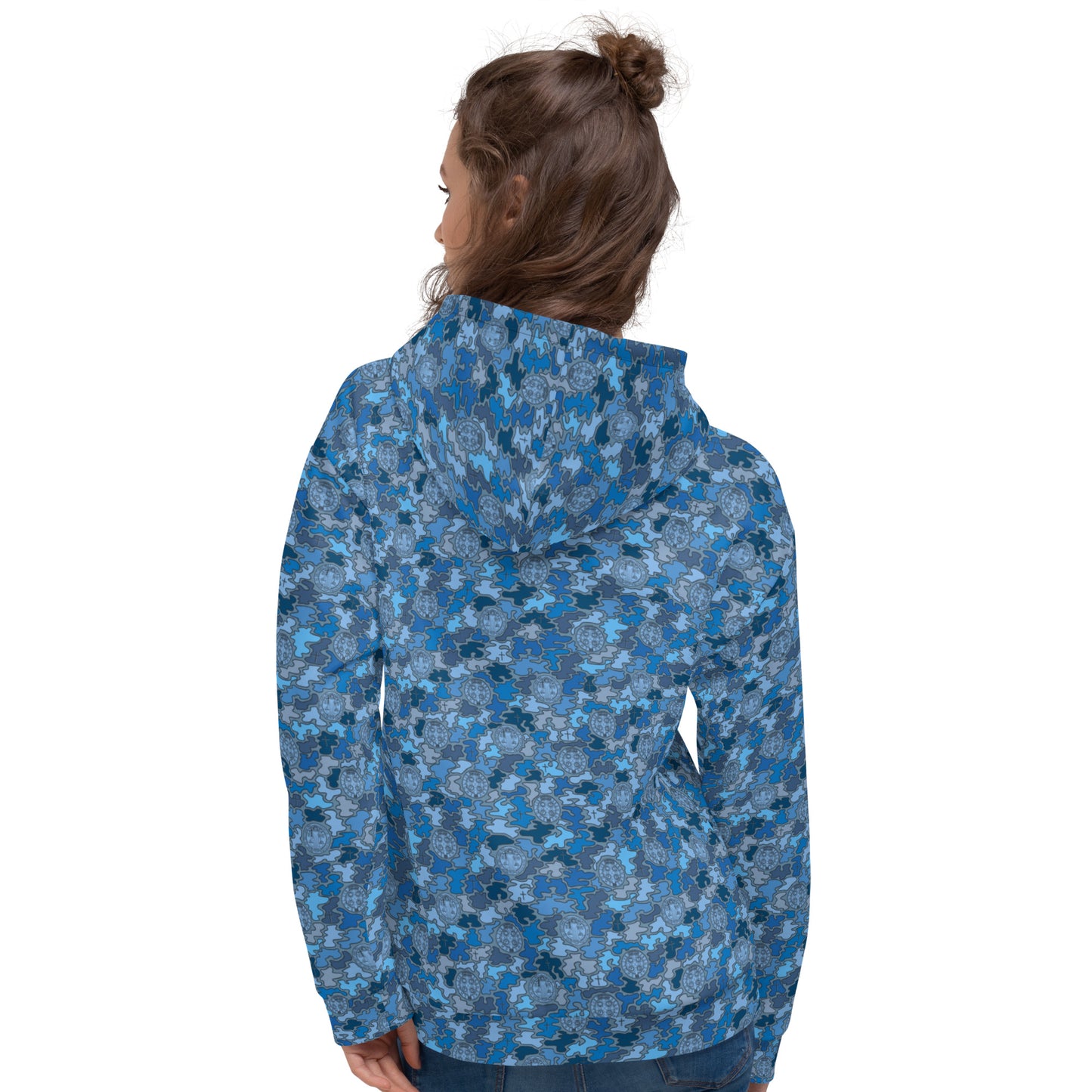 Blue "Catholicamouflage" Unisex Pull-over Hoodie (Size XS-6XL)