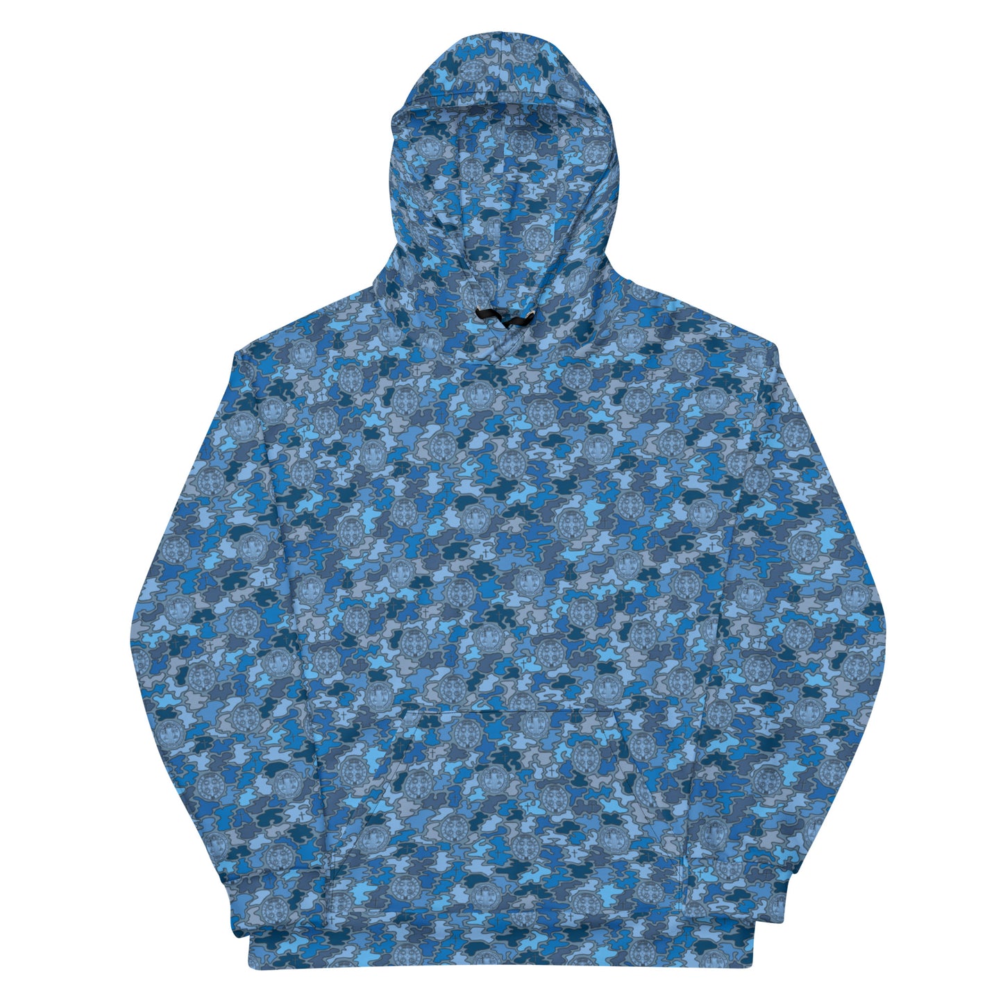 Blue "Catholicamouflage" Unisex Pull-over Hoodie (Size XS-6XL)