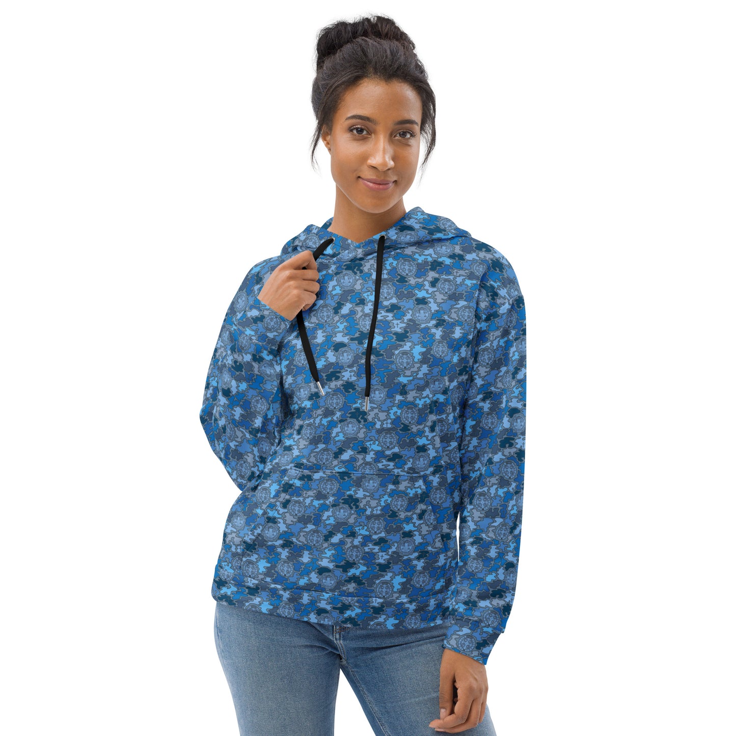 Blue "Catholicamouflage" Unisex Pull-over Hoodie (Size XS-6XL)