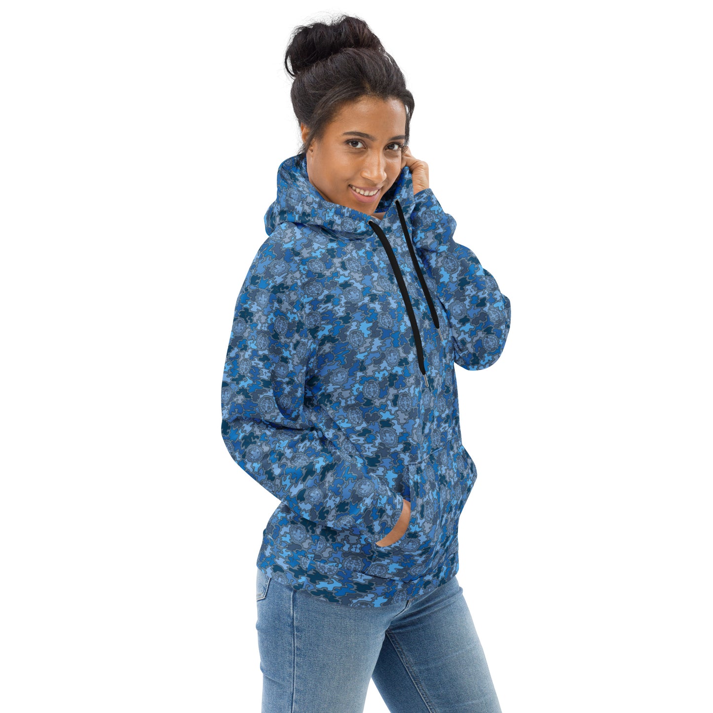 Blue "Catholicamouflage" Unisex Pull-over Hoodie (Size XS-6XL)