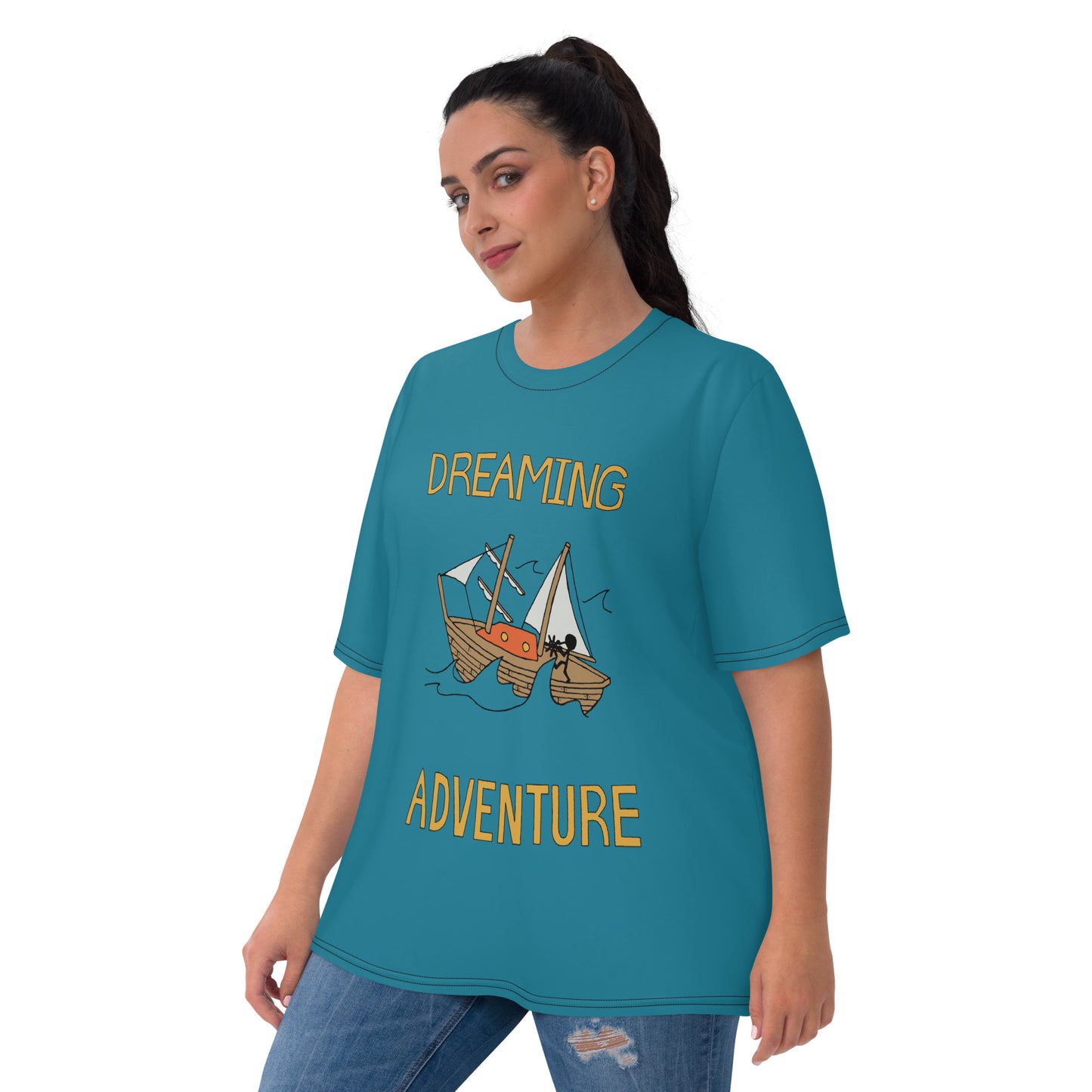 Women's Blue Sailing "Dreaming Adventure" Crew-Neck T-shirt (Size XS-2XL)