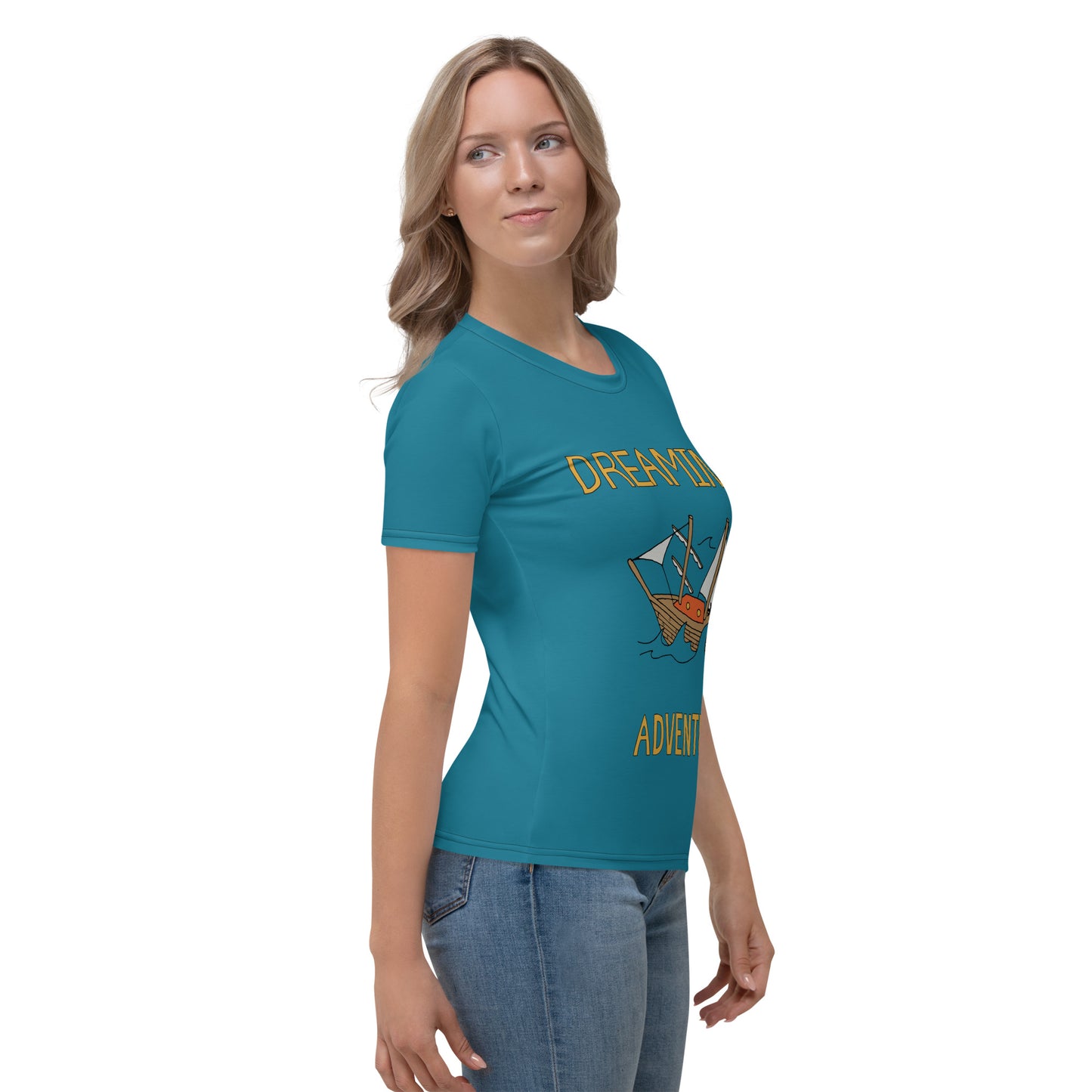 Women's Blue Sailing "Dreaming Adventure" Crew-Neck T-shirt (Size XS-2XL)