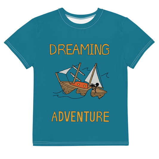 Youth Blue Sailing "Dreaming Adventure" Short-Sleeved Crew Neck T-shirt (Size 8-20)