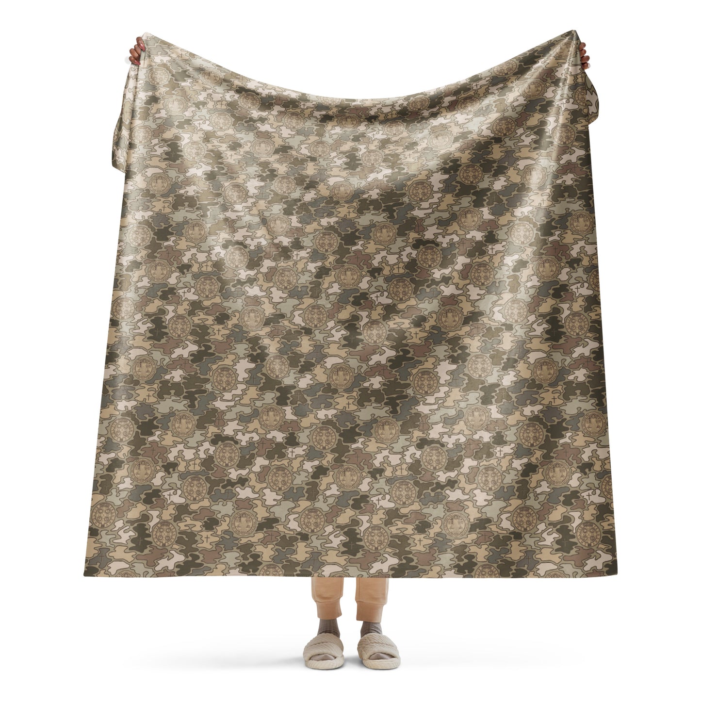 Desert Tan "Catholicamouflage" Sherpa Blanket (60"x80")