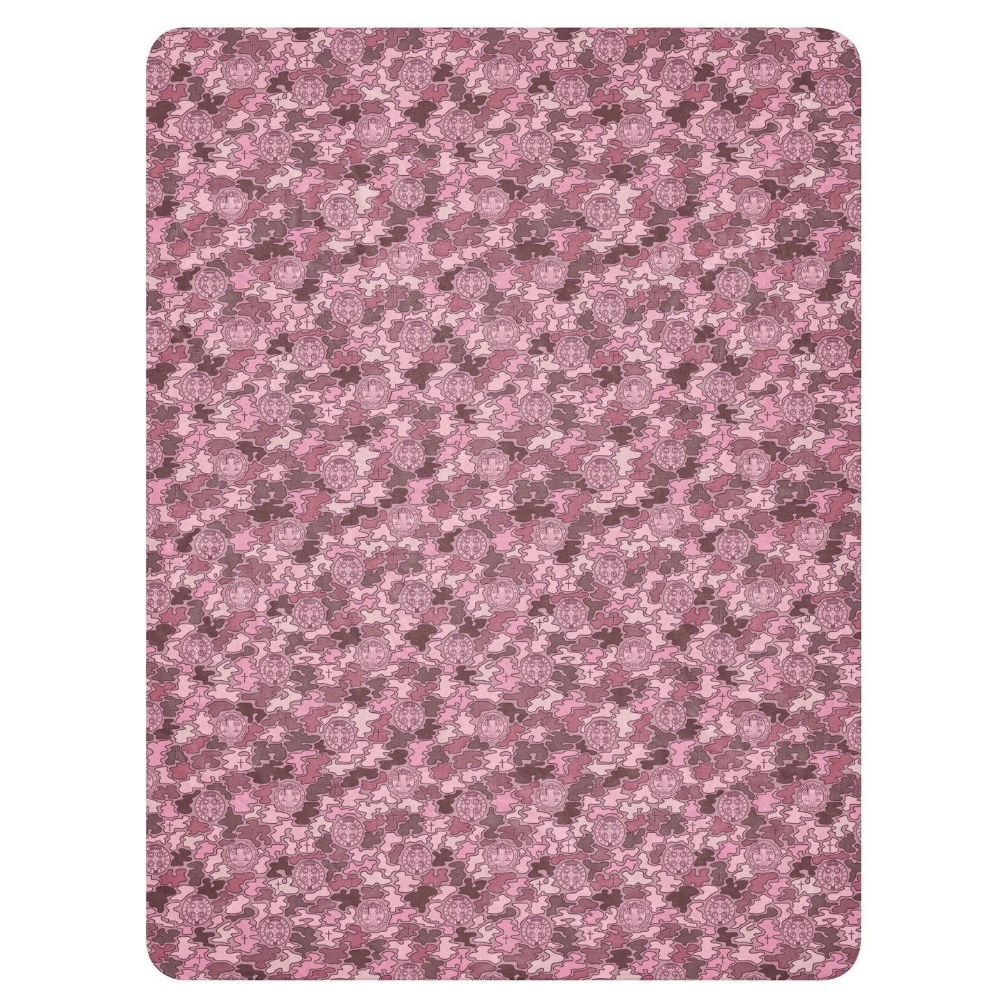 Pink "Catholicamouflage" Sherpa Blanket (60"x80")