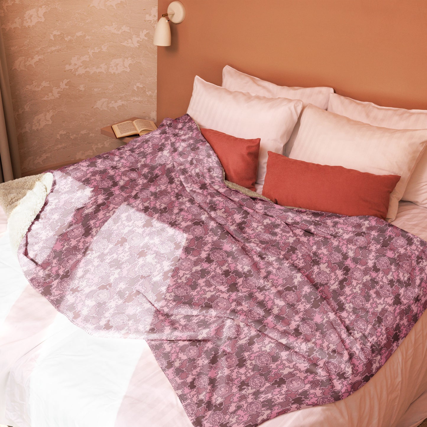 Pink "Catholicamouflage" Sherpa Blanket (60"x80")