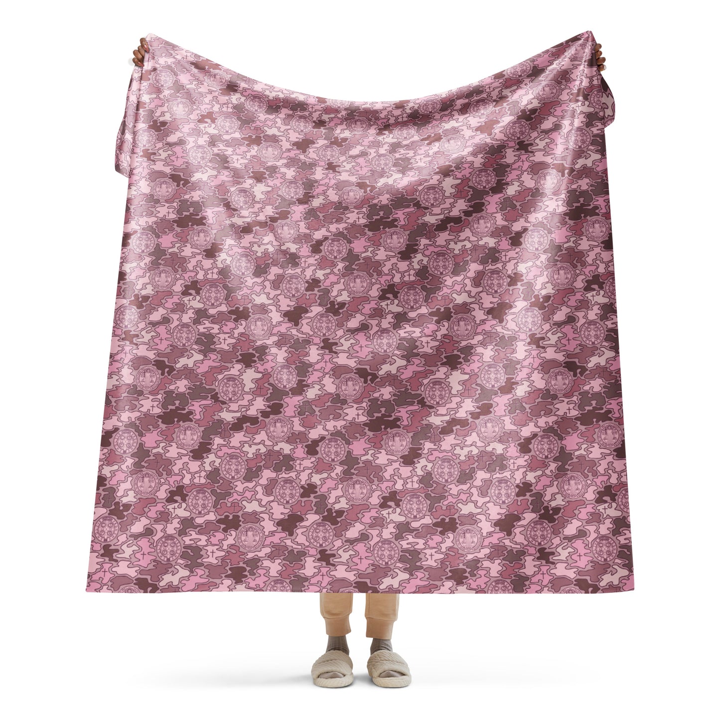 Pink "Catholicamouflage" Sherpa Blanket (60"x80")