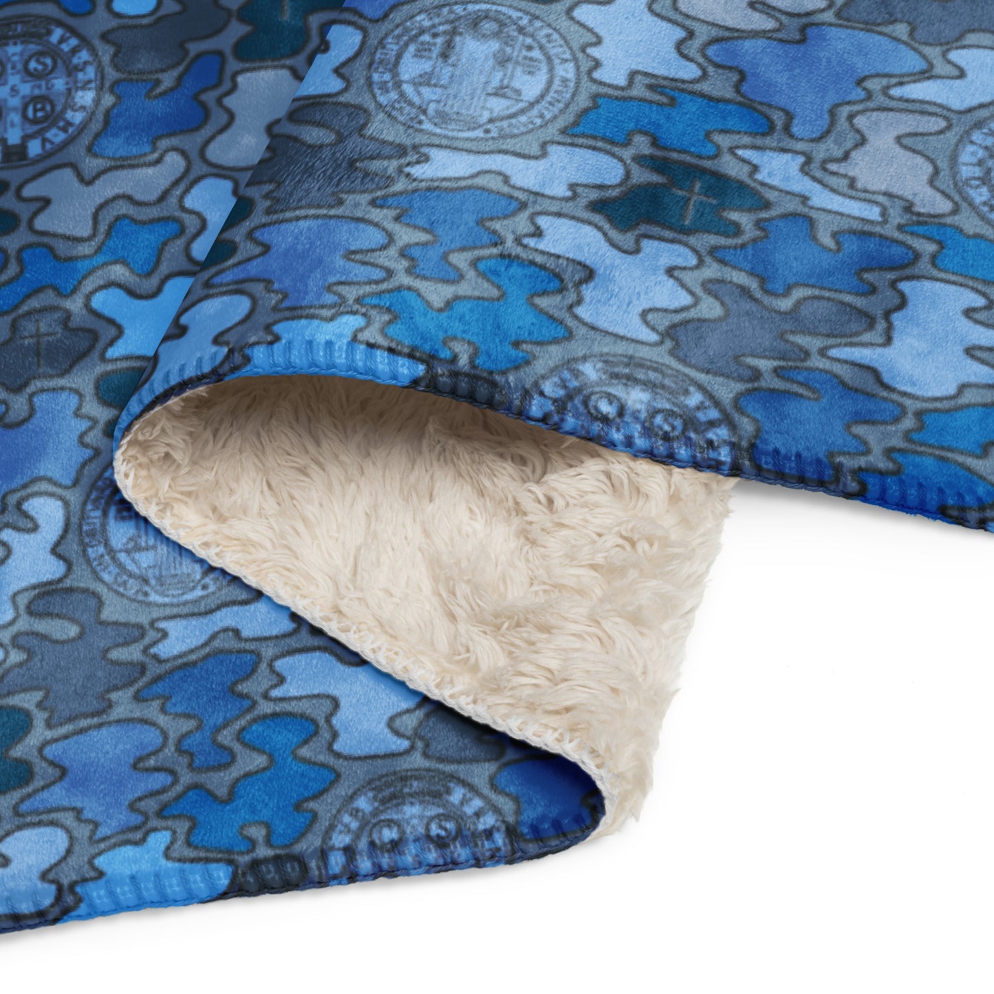 Blue "Catholicamouflage" Sherpa Blanket (60"x80")