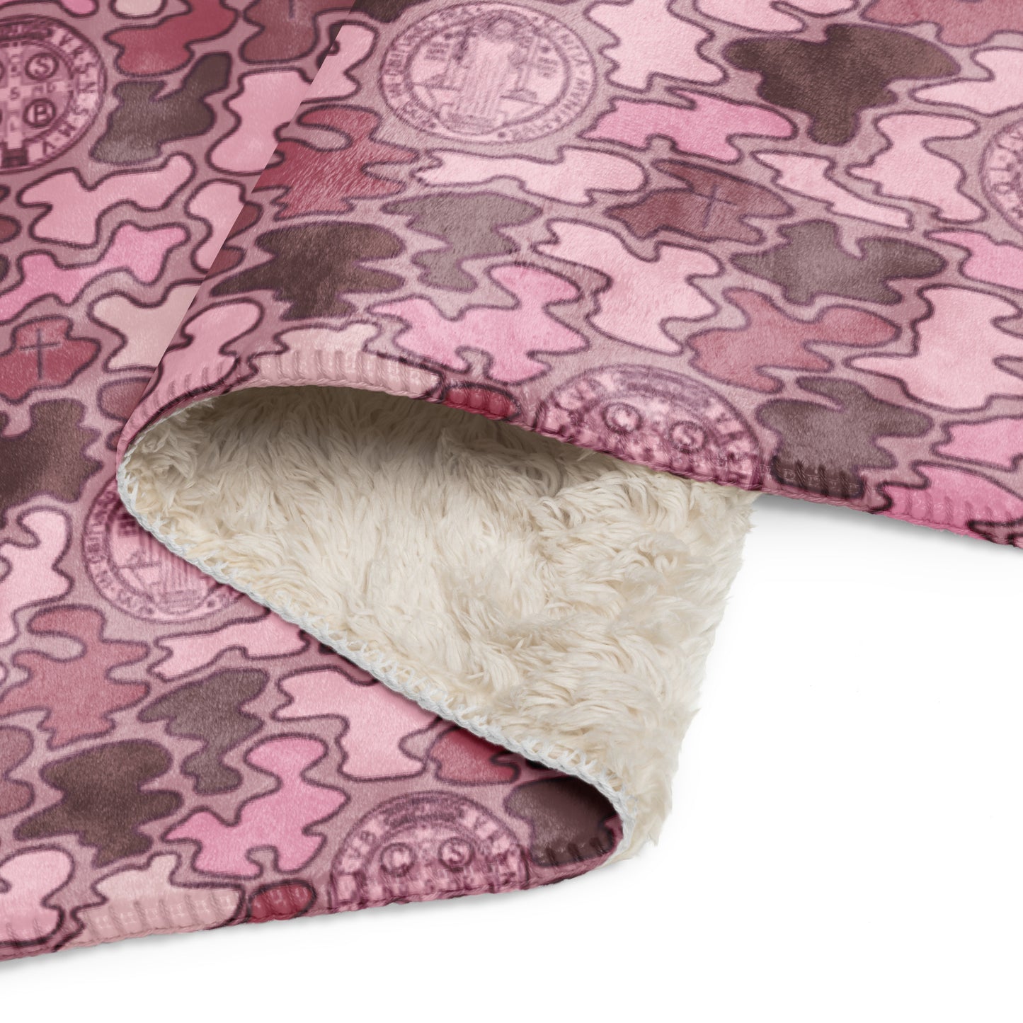 Pink "Catholicamouflage" Sherpa Blanket (60"x80")