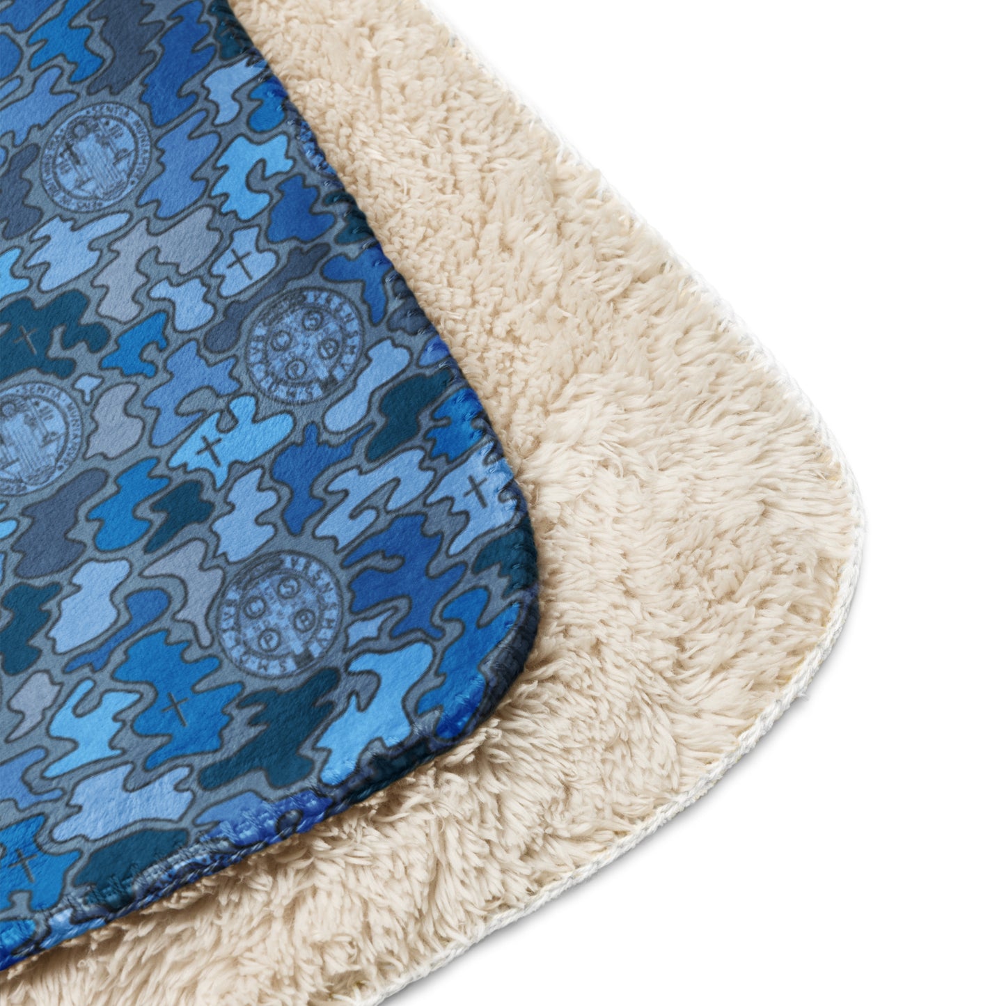 Blue "Catholicamouflage" Sherpa Blanket (60"x80")